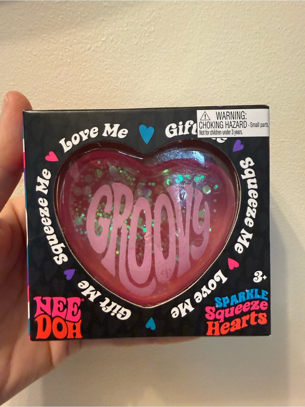 Nee Doh Sparkle Squeeze Heart - Pink Groovy Design